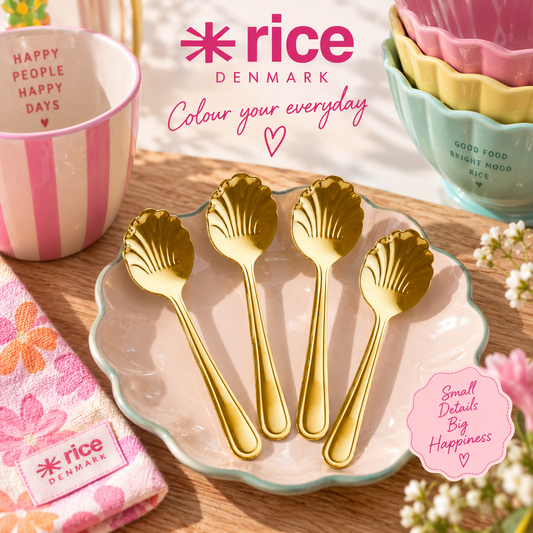 🐚 RICE Denmark Goldene Muschellöffel 4er Set
