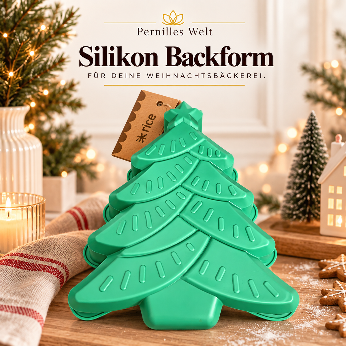 RICE Silikon-Backform Tannenbaum – Grüne Weihnachtsbackform 🎄