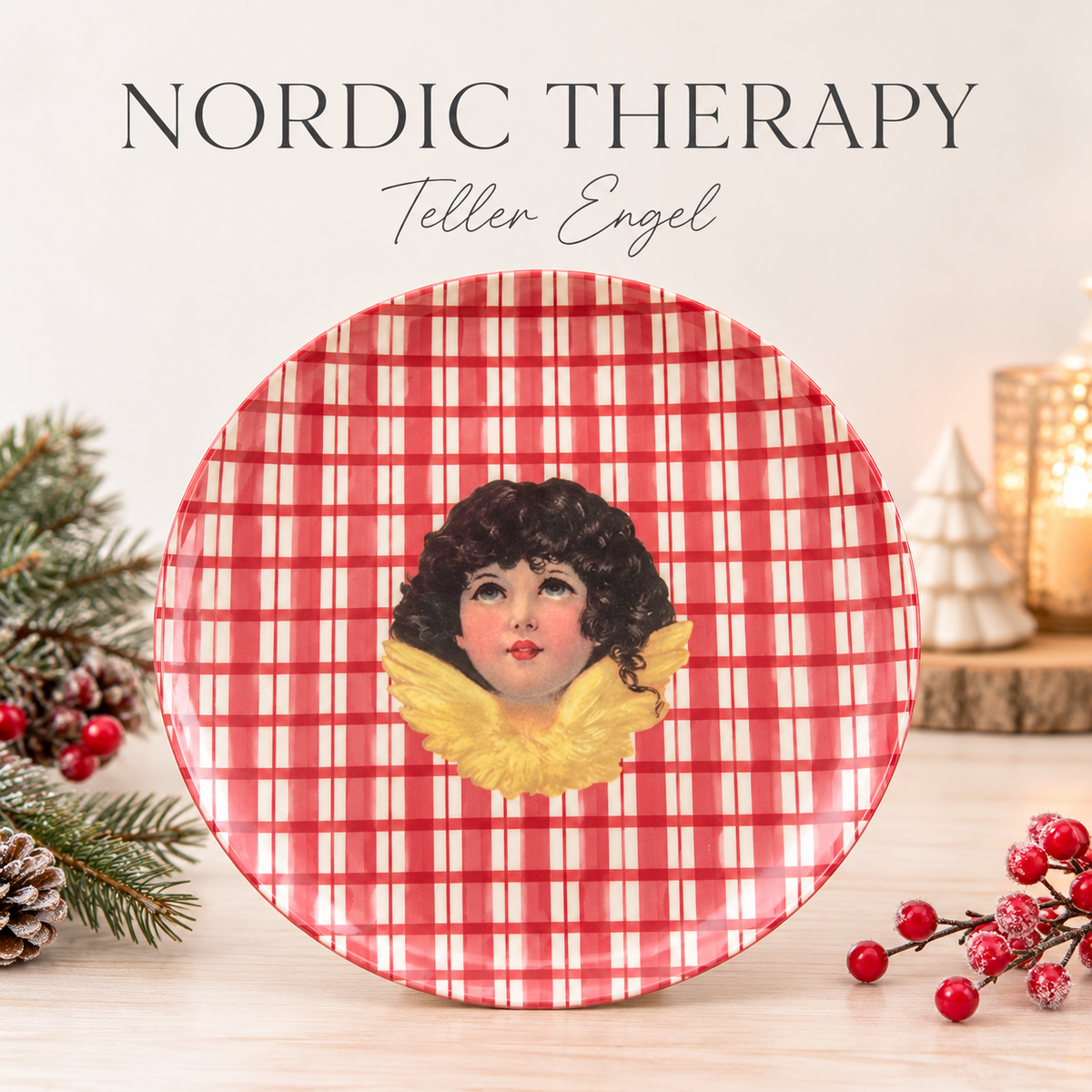 RICE Teller – Skandinavisch Engel Rot Weihnachten
