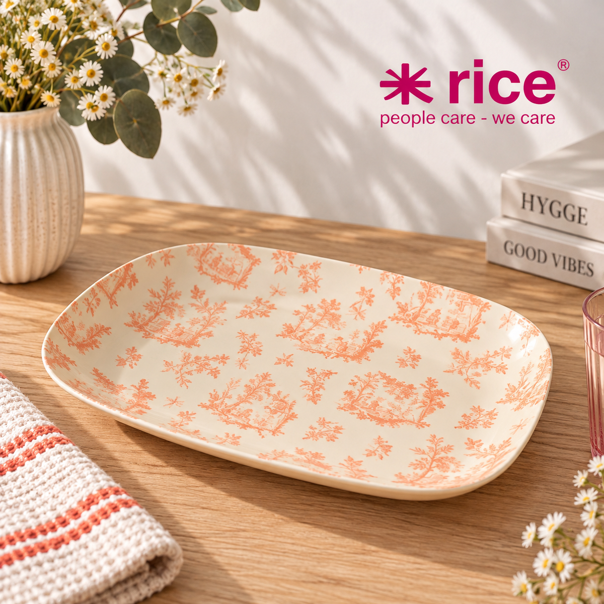 🌸 RICE Denmark Servierplatte / Tablett - Retro