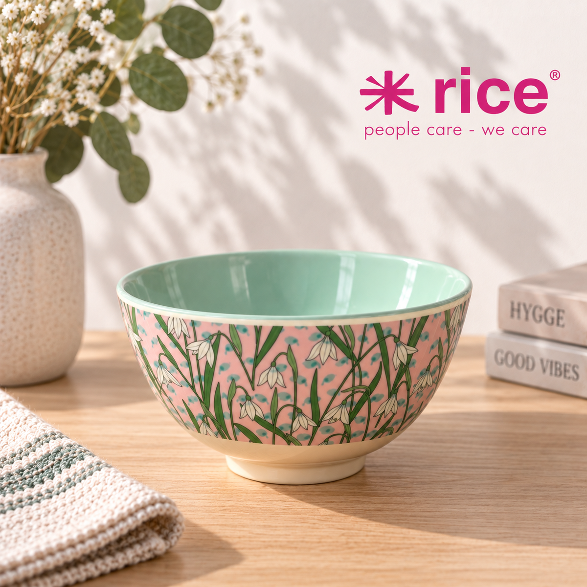 🌸 RICE Denmark Kleine Bowl – Floral Schneeglöckchen