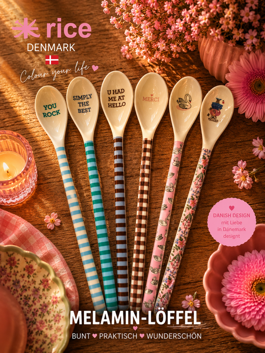 🌸 LATTE RICE Melamin-Löffel mit Botschaften | Kleine Löffel, große Freude 🇩🇰
