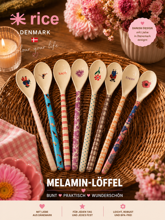 RICE Melamin-Latte Löffel mit Motiv 🌸🇩🇰