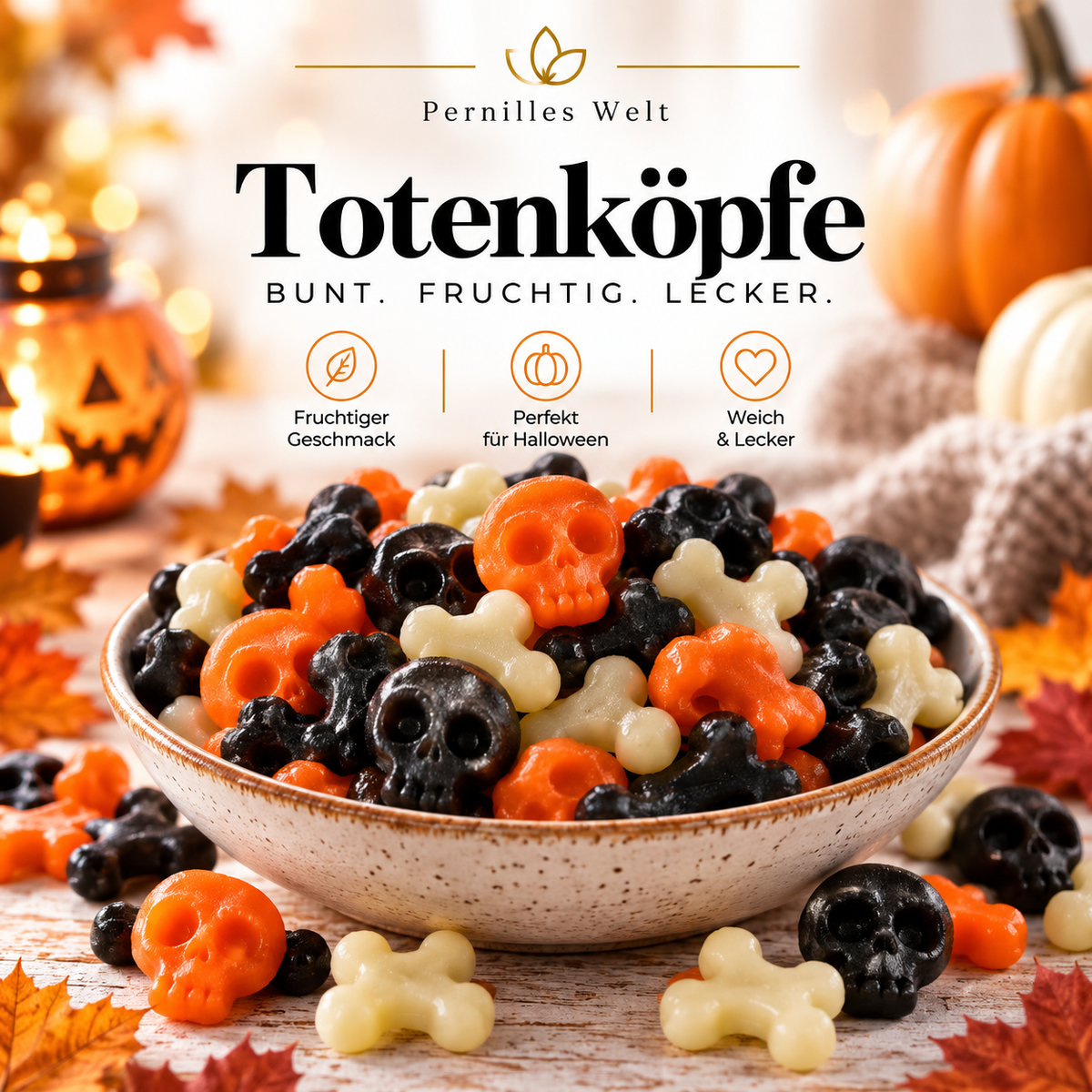 🎃 Totenköpfe – Halloween Fruchtgummi
Bunt. Fruchtig. Gruselig lecker!