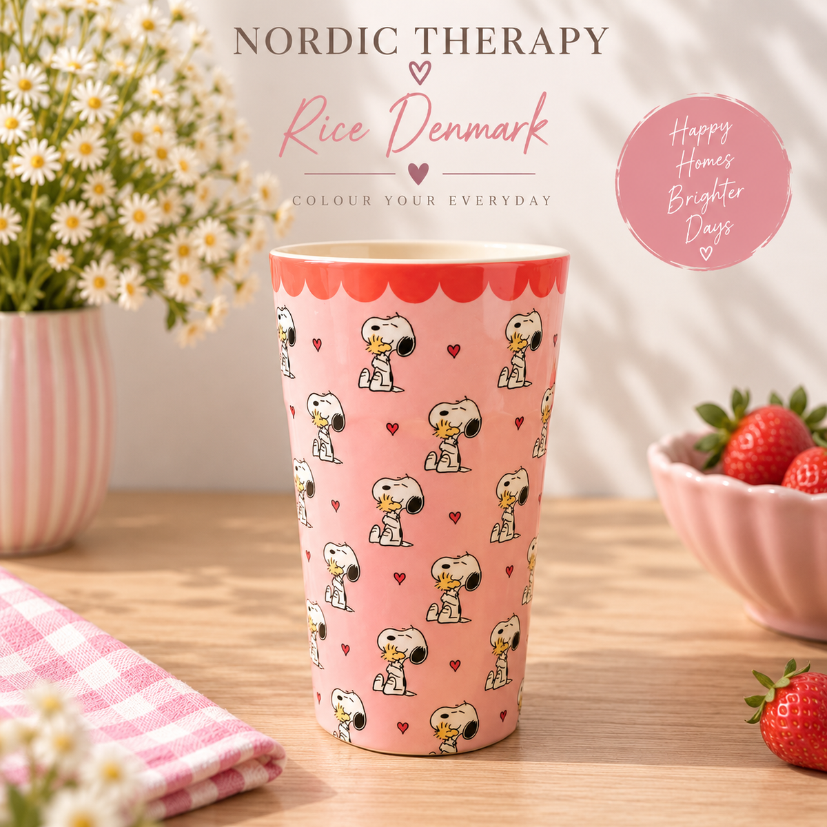 🦢 RICE Denmark Melaminbecher – Peanuts rosa
