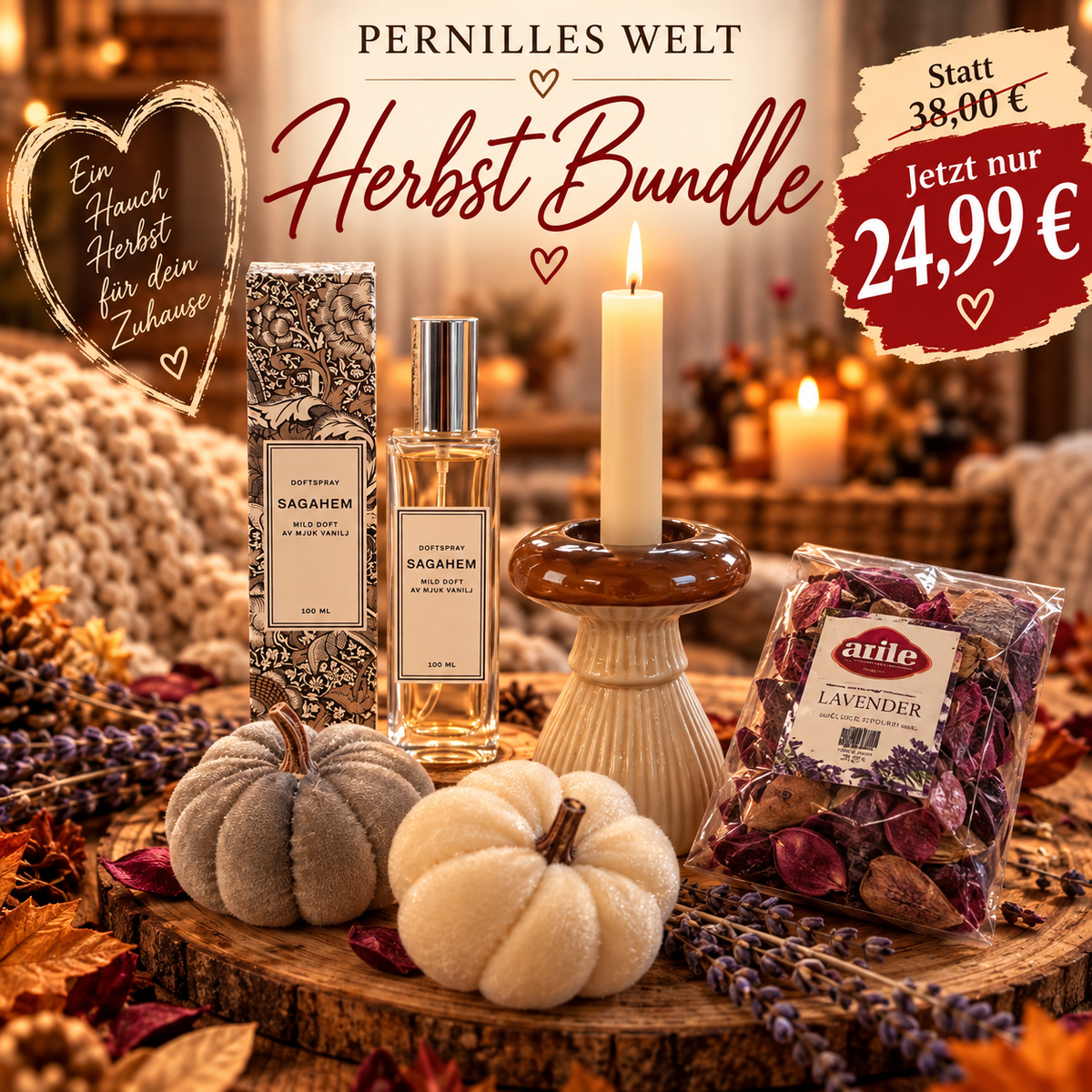 🍂 Herbst Bundle „Vanilla & Lavender Hygge“ – 6-teiliges Wohlfühlset