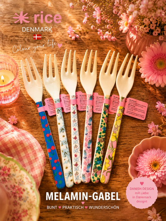 🌸 RICE Melamin-Gabeln | Dänisches Design für gute Laune am Tisch 🇩🇰