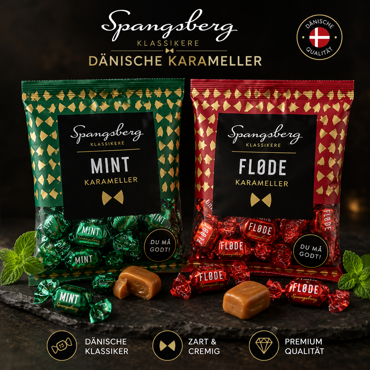🇩🇰 Spangsberg Klassiker – Karameller Mint & Fløde
