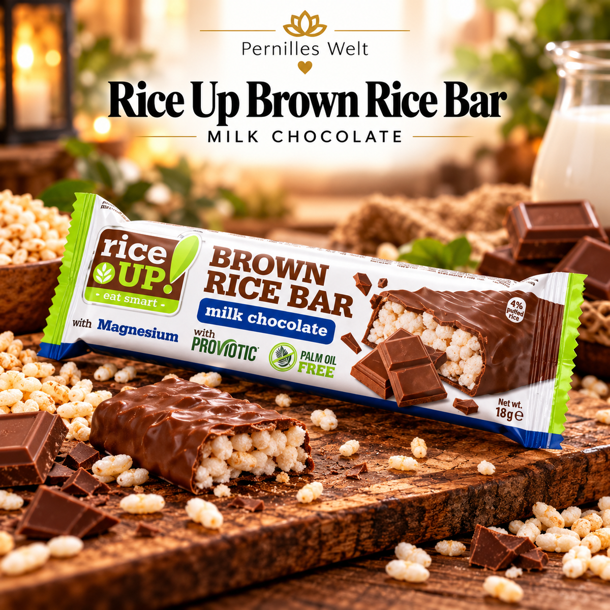 RiceUP! Brown Rice Bar Milk Chocolate – 18 g 🍫