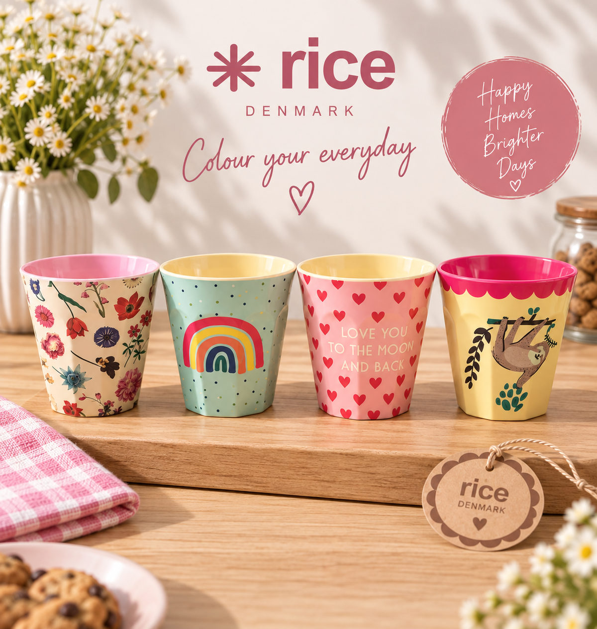🌸 RICE Denmark Melaminbecher – Einzelstücke
