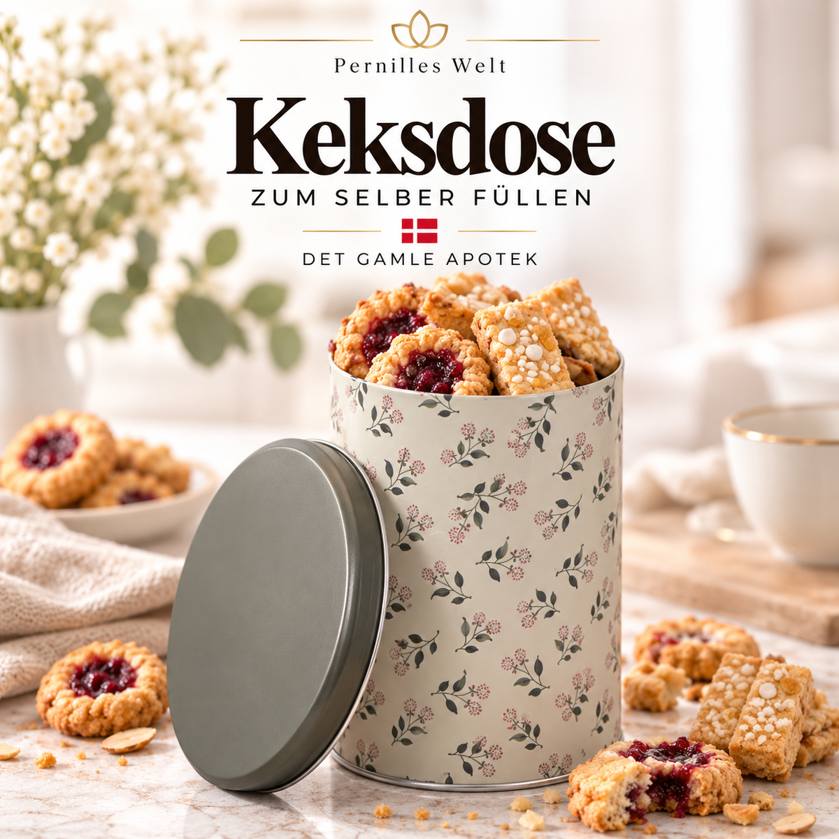 Runde Keksdose „Autumn Wishes“ mit 200 g schwedischem Gebäck