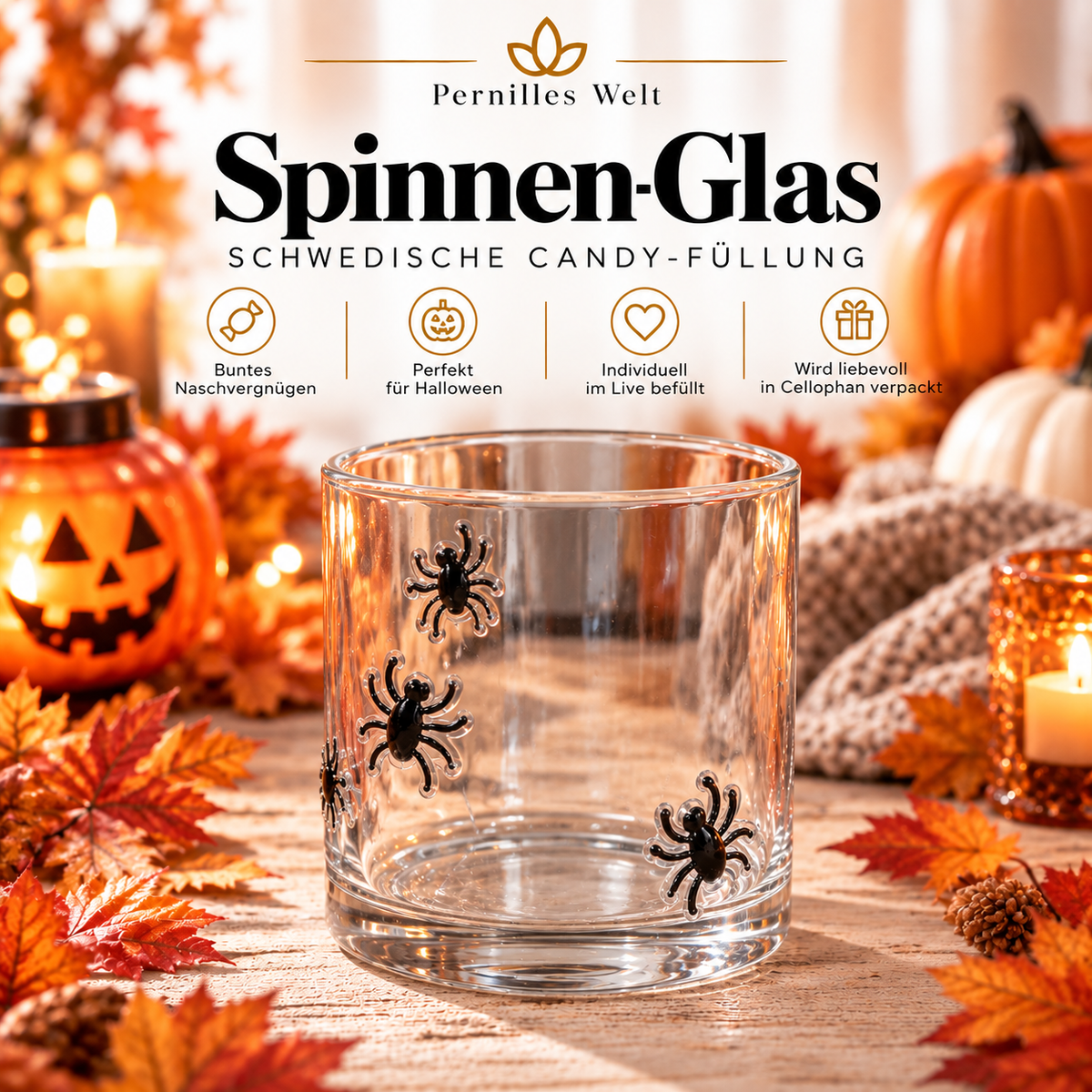 🕷️ Spinnen-Glas mit 400 g saurer Candy-Füllung