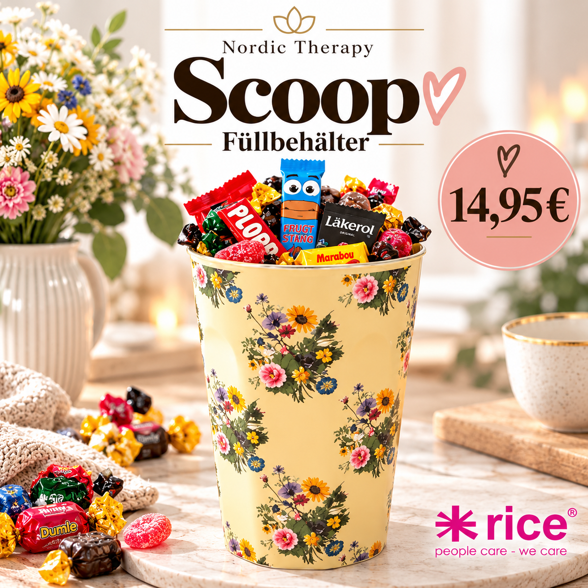 Nordic Therapy – Scandi Scoop Füllbehälter mit 1 Scoops Rice Latte Becher Gesteck