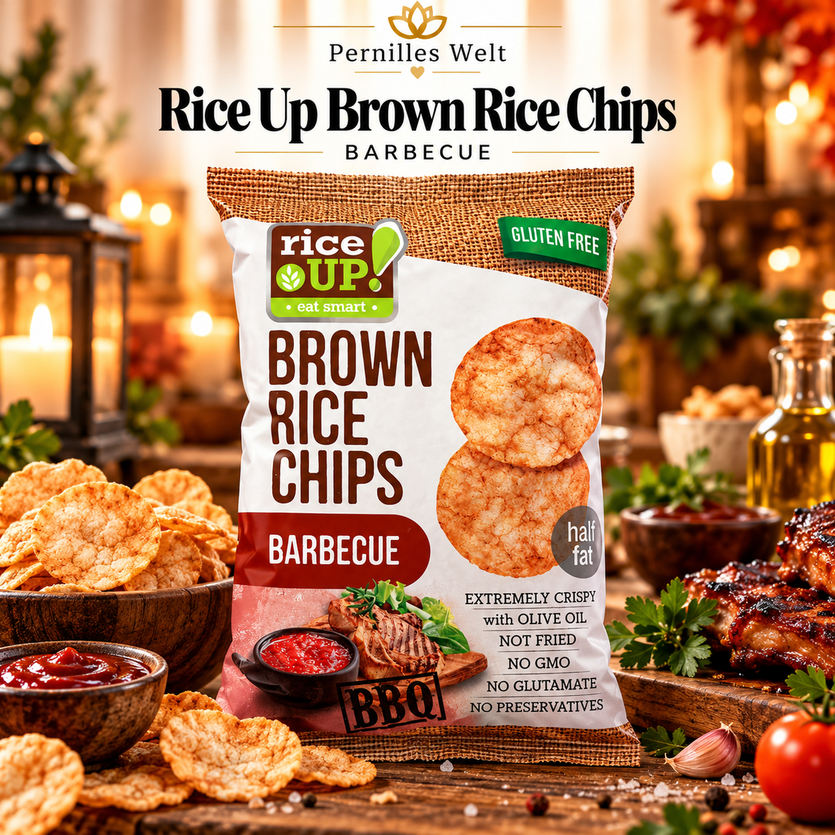 RiceUP! Brown Rice Chips Barbecue – 60 g 🔥