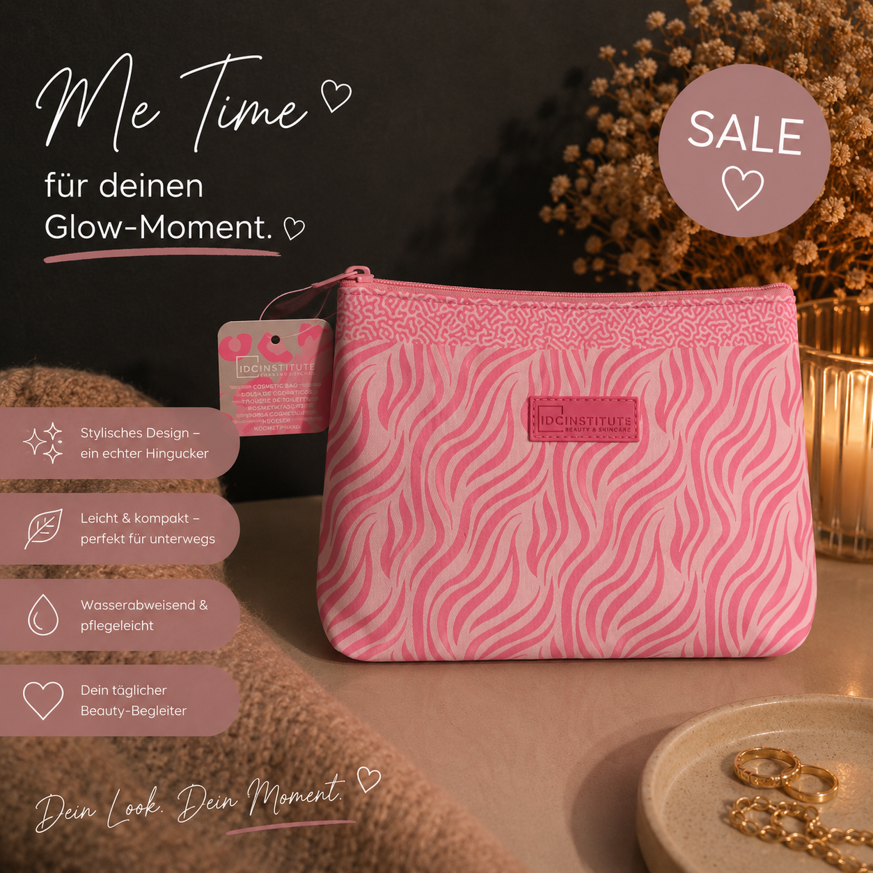 IDC Institute Kosmetiktasche „Savage“ – Pink Animal Print Zebra