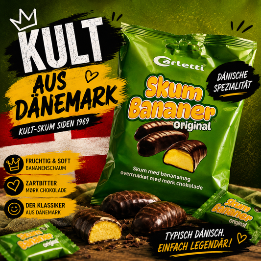 Carletti Skum Bananer Original 60 g

Der Kult-Schaumriegel aus Dänemark! 🇩🇰🍌