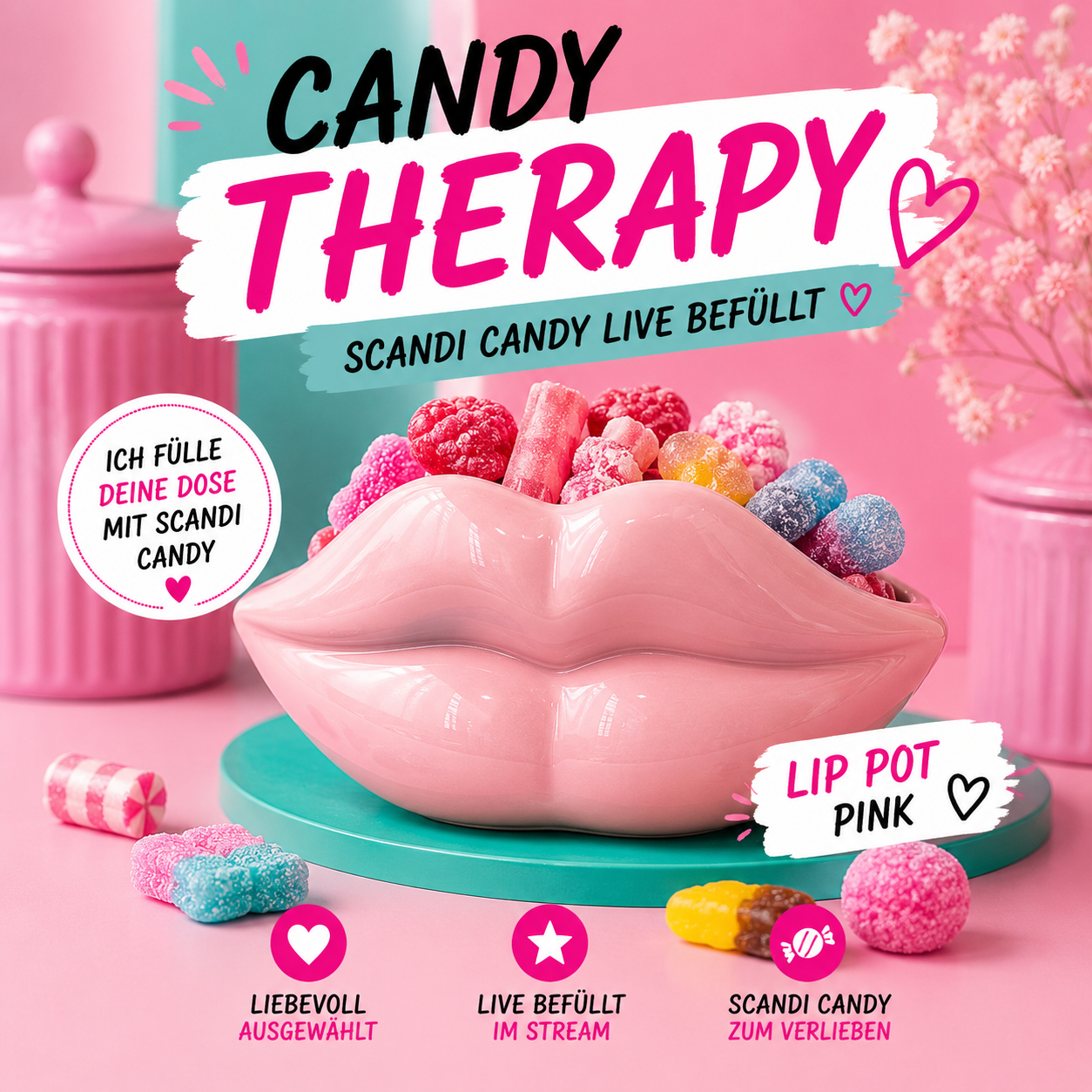 Candy Therapy – Lip Care Becher mit Scandi Candy rosa