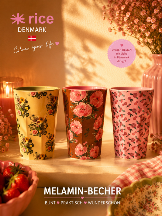 🌸 Latte RICE Melamin-Becher Floral Collection | Blütenzauber aus Dänemark 🇩🇰