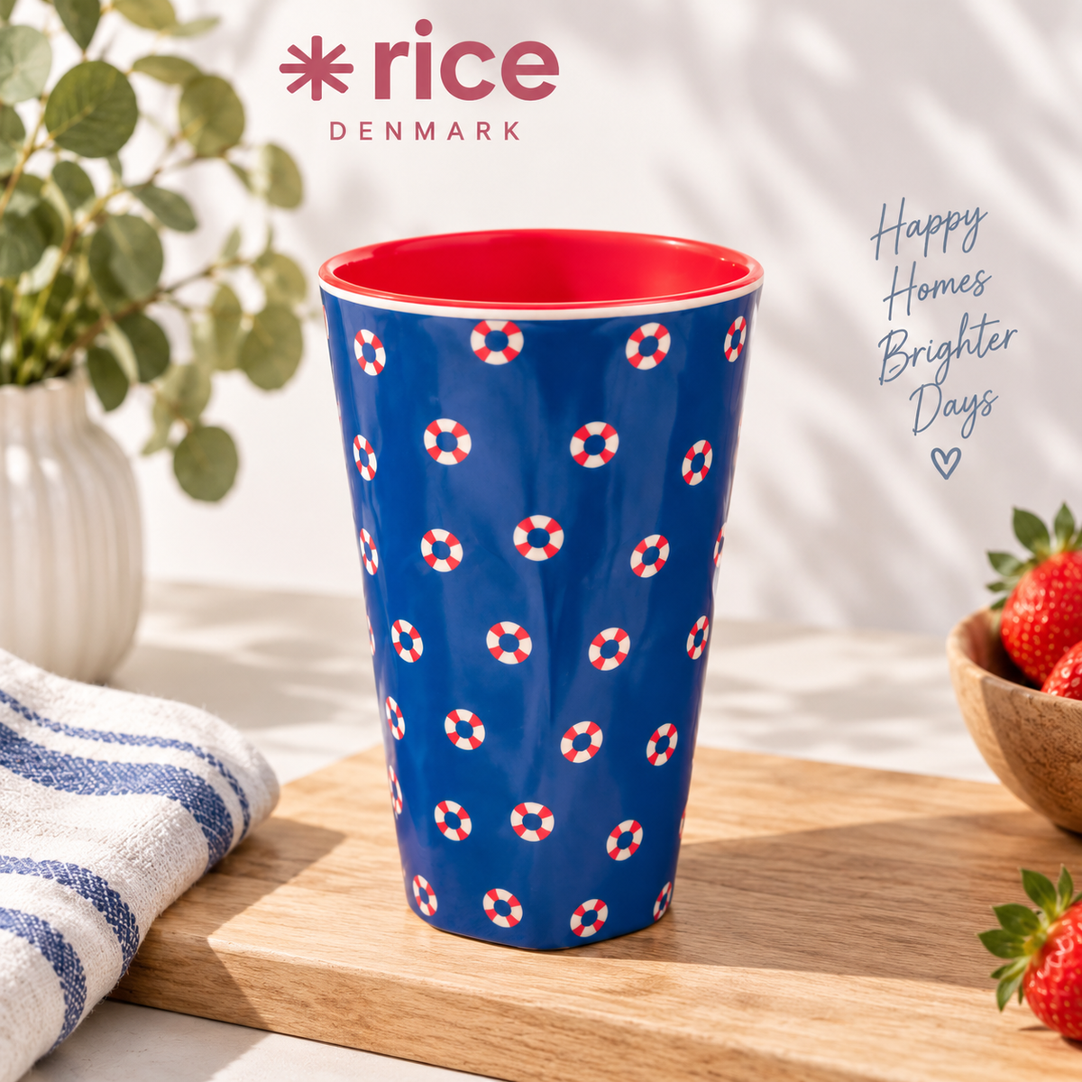 🦢 RICE Denmark Melaminbecher – Rettungsring