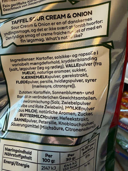🥔 Taffel Sour Cream & Onion Chips | 165 g

Schmeckt nach Freitag. 💚 (Kopie)